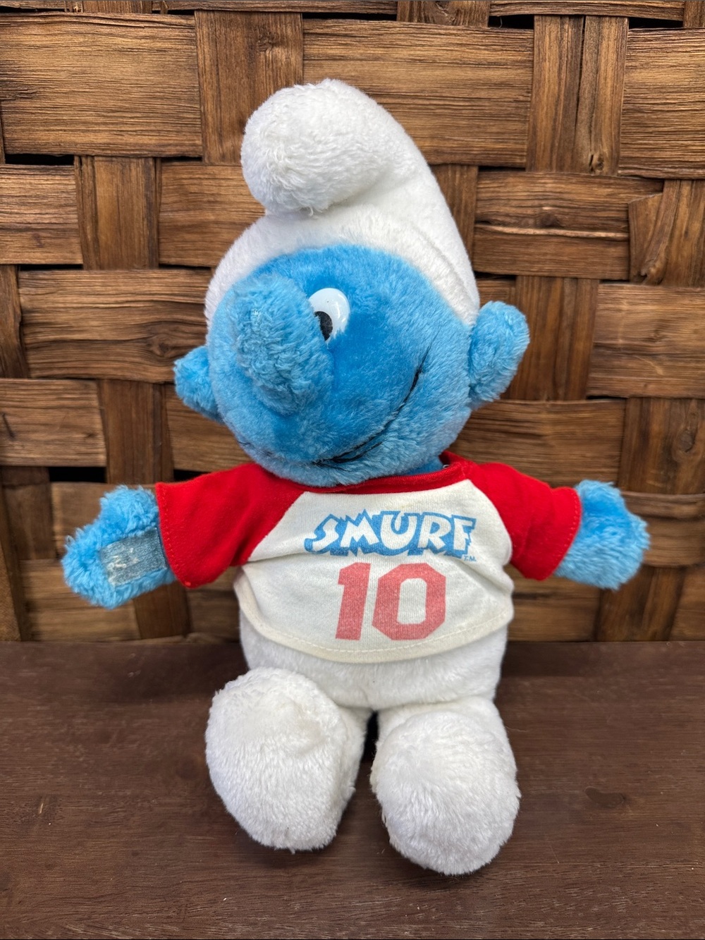 Vintage The Smurfs 10 Plush Blue Football Smurf